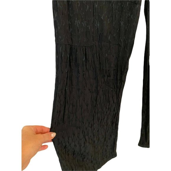 Soft Surroundings Size M Black Jacquard Wide Flare Leg Folded Elastic Waist - Picture 4 of 9